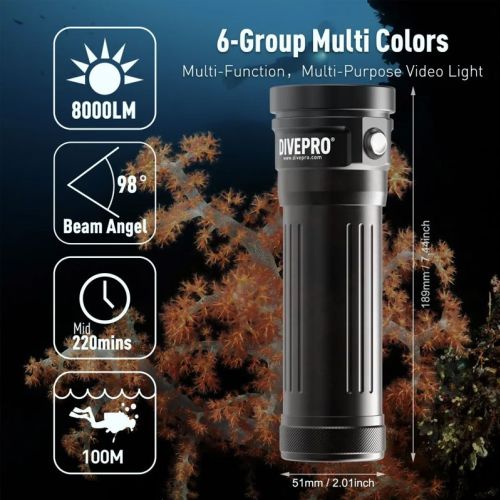 Divepro D80F Plus photo/video light 8000 lumens ()