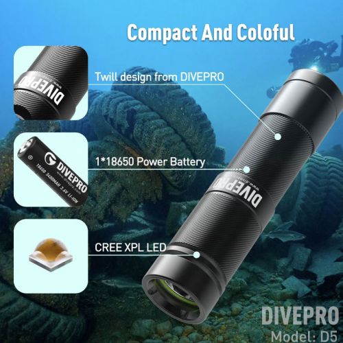 Divepro D5 torch 1150 lumens black with battery and charger ()