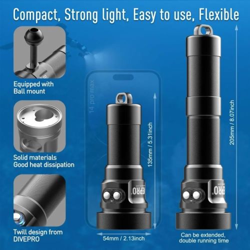 Divepro M20 torch 3000 lumens with charger and battery ()