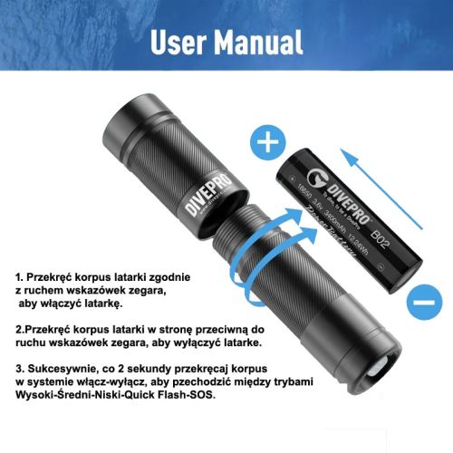 Divepro D5 torch 1150 lumens black with battery and charger ()