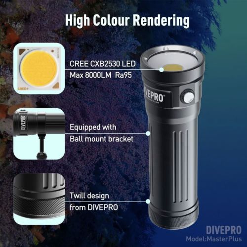 Divepro Master Plus V2 photo/video Light 8000 lumens ()