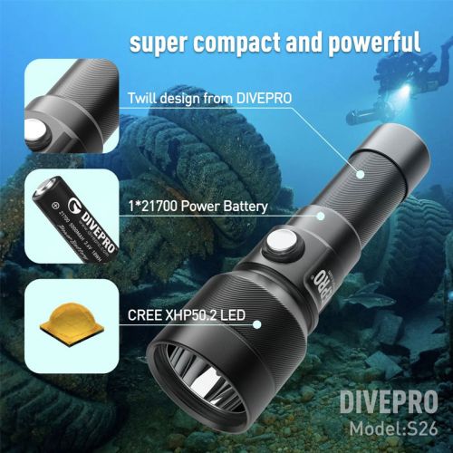 Divepro S26 torch 2600 lumens - with battery and charger ()