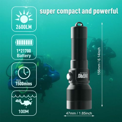 Divepro S26 torch 2600 lumens - with battery and charger ()