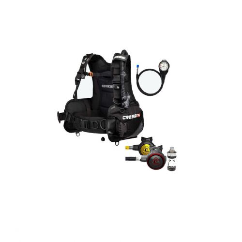 Cressi Solid Plus Scuba Set + AC5 Zen DIN + Mini SPG Gauge ()