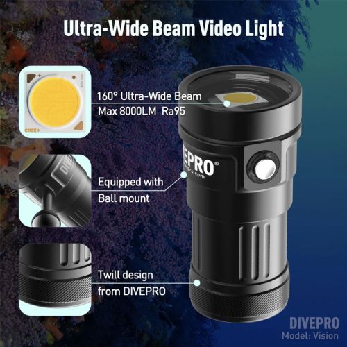 Divepro Vision photo/video Light 3400 mAh 8000 lumens ()