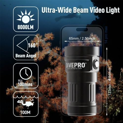 Divepro Vision photo/video Light 3400 mAh 8000 lumens ()